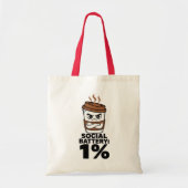 Sociaal Batterij 1% Grappige Introvert Tote Tas (Voorkant)