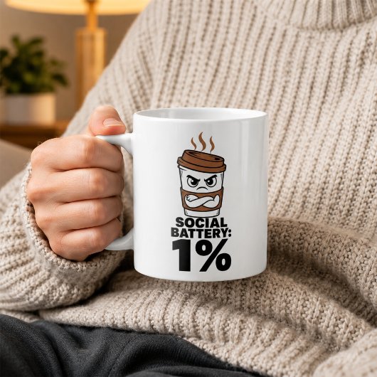 Sociaal Batterij 1% Mok Fun cadeau voor Introvert