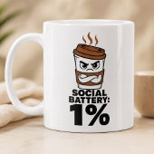 Sociaal Batterij 1% Mok Fun cadeau voor Introvert