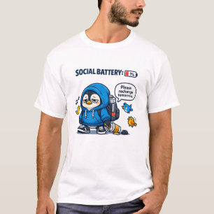Sociaal Batterij 1 Procent Grappige Pinguïn Vector T-shirt