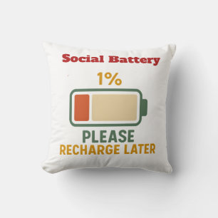 Sociaal Batterij 1 Procent Grappige Spreuk t-shirt Kussen
