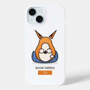 Sociaal Batterij 2 Procent Grappige Introvert Vos iPhone 15 Case