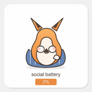 Sociaal Batterij 2 Procent Grappige Introvert Vos Vierkante Sticker