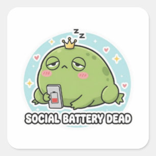 Sociaal Batterij Dood Kikker Sticker Schattig Moe 