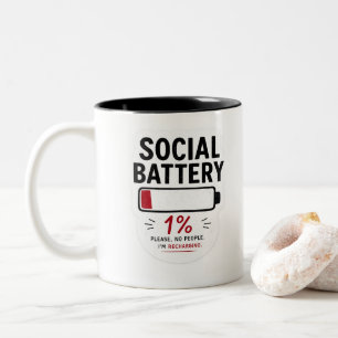 Sociaal Batterij Laag Grappige Introvert Sticker Tweekleurige Koffiemok