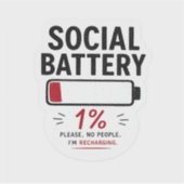 Sociaal Batterij Laag Medium Custom Gesneden Vinyl Sticker (Voorkant)