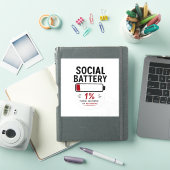 Sociaal Batterij Laag Medium Custom Gesneden Vinyl Sticker (iPad Cover)