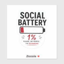 Sociaal Batterij Laag Medium Custom Gesneden Vinyl Sticker