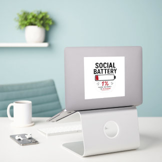 Sociaal Batterij Laag Medium Custom Gesneden Vinyl Sticker