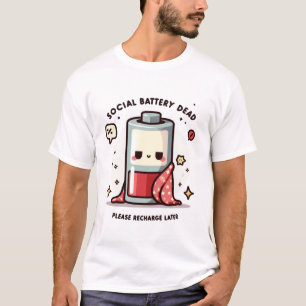 Sociaal Batterij Leeg Grappig Introvert T-shirt