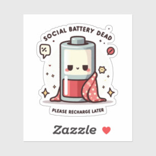 Sociaal Batterij Leeg – Grappige Mentale Gezondhei Sticker