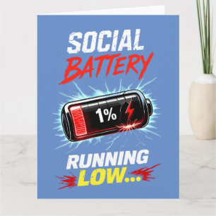 Sociaal Batterij Loopt Leeg Grappig Introvert T-sh Kaart