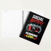 Sociaal Batterij Loopt Leeg Grappig Introvert T-sh Planner (Display)