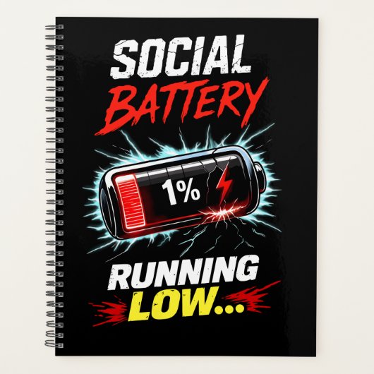 Sociaal Batterij Loopt Leeg Grappig Introvert T-sh Planner (Voorkant)