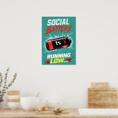 Sociaal Batterij Loopt Leeg Grappige Introvert T-s Poster (Keuken)