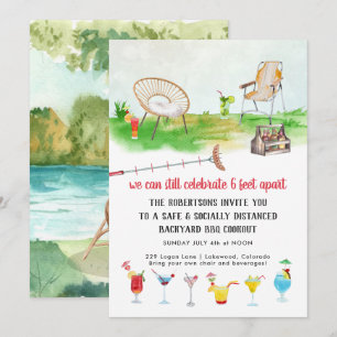 Sociaal Gedistantieerd Achtertuin BBQ Picknick F Kaart
