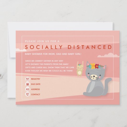 Sociaal gedistantieerde babyshower uitnodiging (Voorkant)