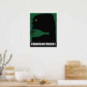 Sociaal gevaarlijk, Sovjet anti-alcoholisme vintag Poster (Keuken)