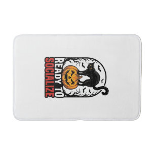 Sociaal Halloween Kat Griezelsfeest Humor Design_1 Badmat