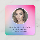 Sociaal Media Colorful Pastel Rainbow Modern scrip Vierkante Visitekaartje (Voorkant)