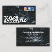 Sociaal Media Modern Black Marble Visitekaartje (Voorkant / Achterkant)