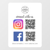 Sociaal Media Raamsticker | Instagram Facebook QR (Vel)