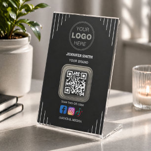 Sociaal Media Zakelijke Kaart Instagram Facebook Reclamebord Met Voetstuk