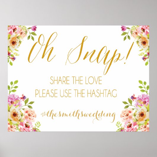 Sociaal-mediakaart | romantische bloei | Goudtekst Poster (Voorkant)