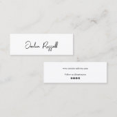 Sociaal medianetwerk met zwart en wit script mini visitekaartje (Voorkant / Achterkant)