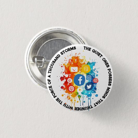 Sociaal netwerk iconen Ik citeer stilte en geest Ronde Button 3,2 Cm (Voorkant /achterkant)