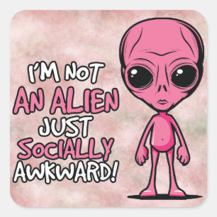 Sociaal Ongemakkelijke Alien Cartoon Vierkante Sticker
