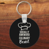 Sociaal onhandig culinair beest grappig kok chef-k sleutelhanger (Voorkant)
