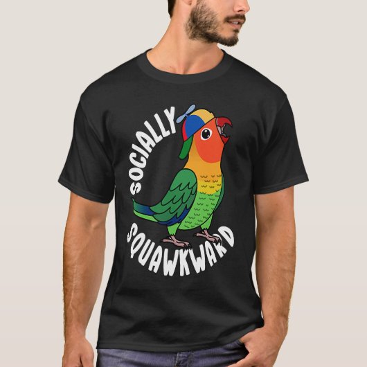 Sociaal Squawkward Parrot I Fischers Lovebird T-shirt (Voorkant)