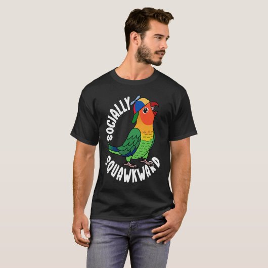 Sociaal Squawkward Parrot I Fischers Lovebird T-shirt (Voorkant volledig)