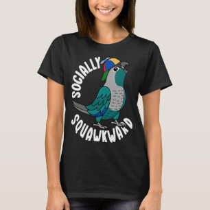 Sociaal Squawkward Parrot I Turquoise Groene Wang T-shirt