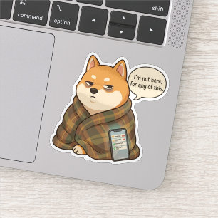 Sociaal uitgeput Shiba Inu Introvert Humeur Sticke Sticker