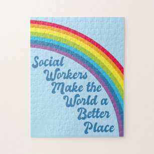 Sociaal werk Inspirerend Citaat Rainbow Blue Legpuzzel