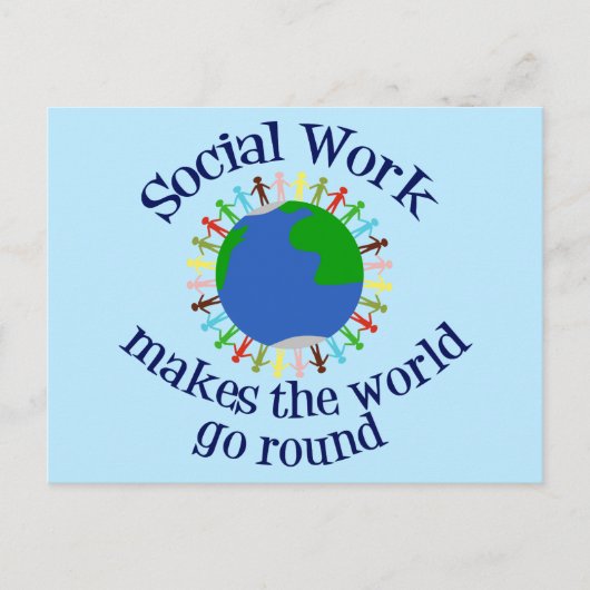 Sociaal werk maakt de wereld draaiende briefkaart (Voorkant)