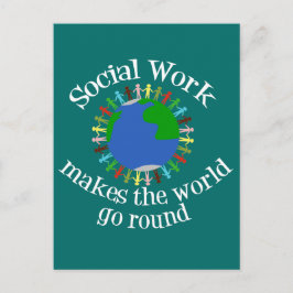 Sociaal werk maakt de wereld draaiende briefkaart