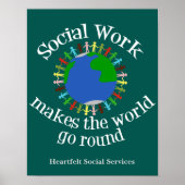 Sociaal werk maakt de wereld draaiende poster (Voorkant)