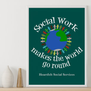 Sociaal werk maakt de wereld draaiende poster