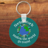 Sociaal werk maakt de wereld draaiende sleutelhanger (Voorkant)