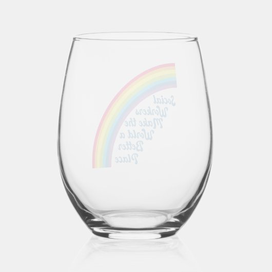Sociaal werk regenboog Inspirerend offerte cadeau Wijnglas Zonder Voet (Achterkant)