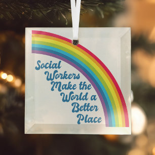 Sociaal werk Schitterende kerstcadeau voor regenbo Glas Ornament