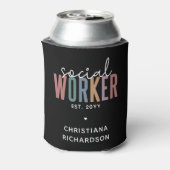 Sociaal werker afstudeercadeaus met eigen naam blikjeskoeler (Blikje Achterkant)