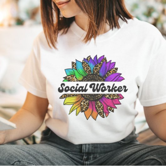 Sociaal werker Beroep Rainbow Zonnebloem T-shirt