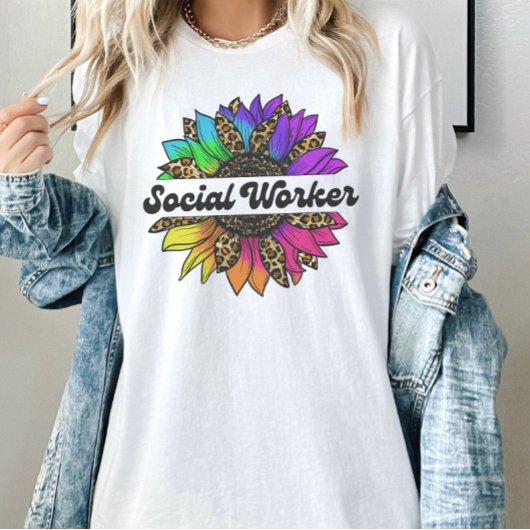 Sociaal werker Beroep Rainbow Zonnebloem T-shirt