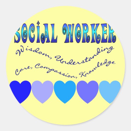 Sociaal werker BLUE HEARTS Ronde Sticker (Voorkant)