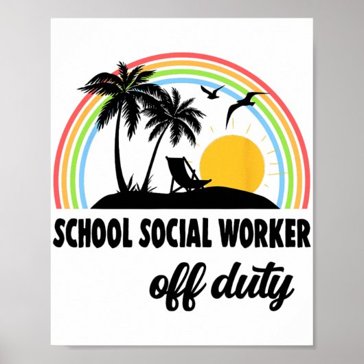 Sociaal werker buiten dienst regenboog einde schoo poster (Voorkant)