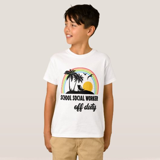 Sociaal werker buiten dienst regenboog einde schoo t-shirt (Voorkant volledig)